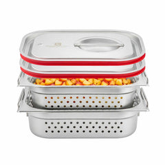 Met Lux 2-Piece Rectangle Stainless Steel 1/2 Size Steam Table Pan And Travel Lid Set - 12 3/4'' x 10 1/2'' x 4'' - 2 count box