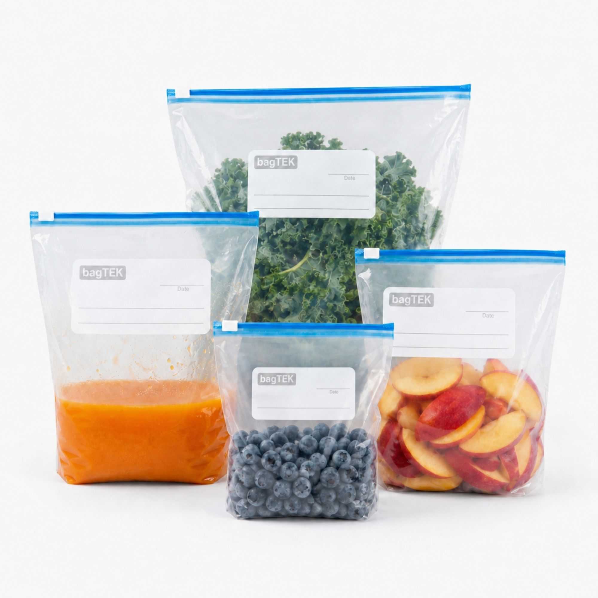 Bag Tek Clear Plastic Slider Freezer Bag - 2 gal, 1 gal, 1 qt and 1 Pint Sizes - 100 count box