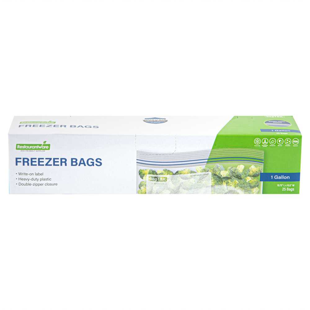 Bag Tek Clear Plastic Freezer Bag - Double Zipper, Write-on Label, 2 gal, 1 gal and 1 qt Sizes - 75 count box