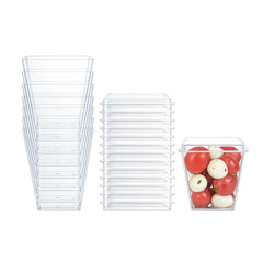 Mini Serve 8 oz Square Clear Plastic Large Kova Cup - with Lid - 2 3/4