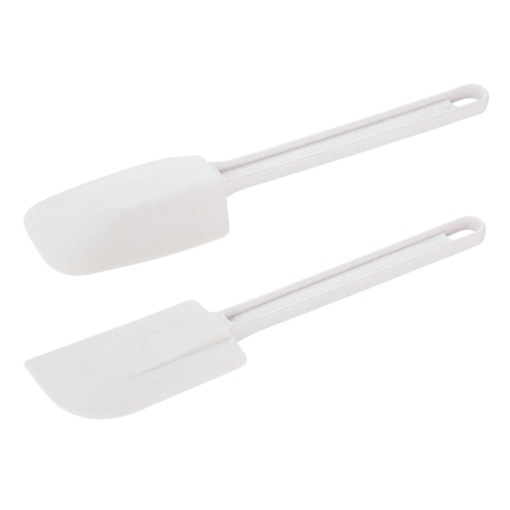 Met Lux 2-Piece White Rubber Spatula Set - Spoon-Shaped, Flat - 14" x 3" - 1 count box