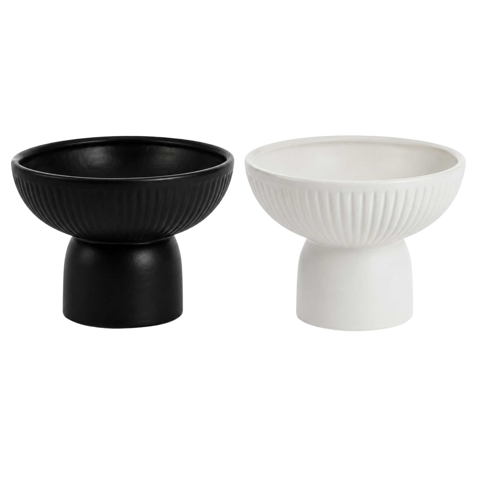 Table Art 2-Piece Ceramic Pedestal Vase Set - White, Black - 6" x 6" x 4" - 1 count box