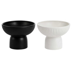 Table Art 2-Piece Ceramic Pedestal Vase Set - White, Black - 6