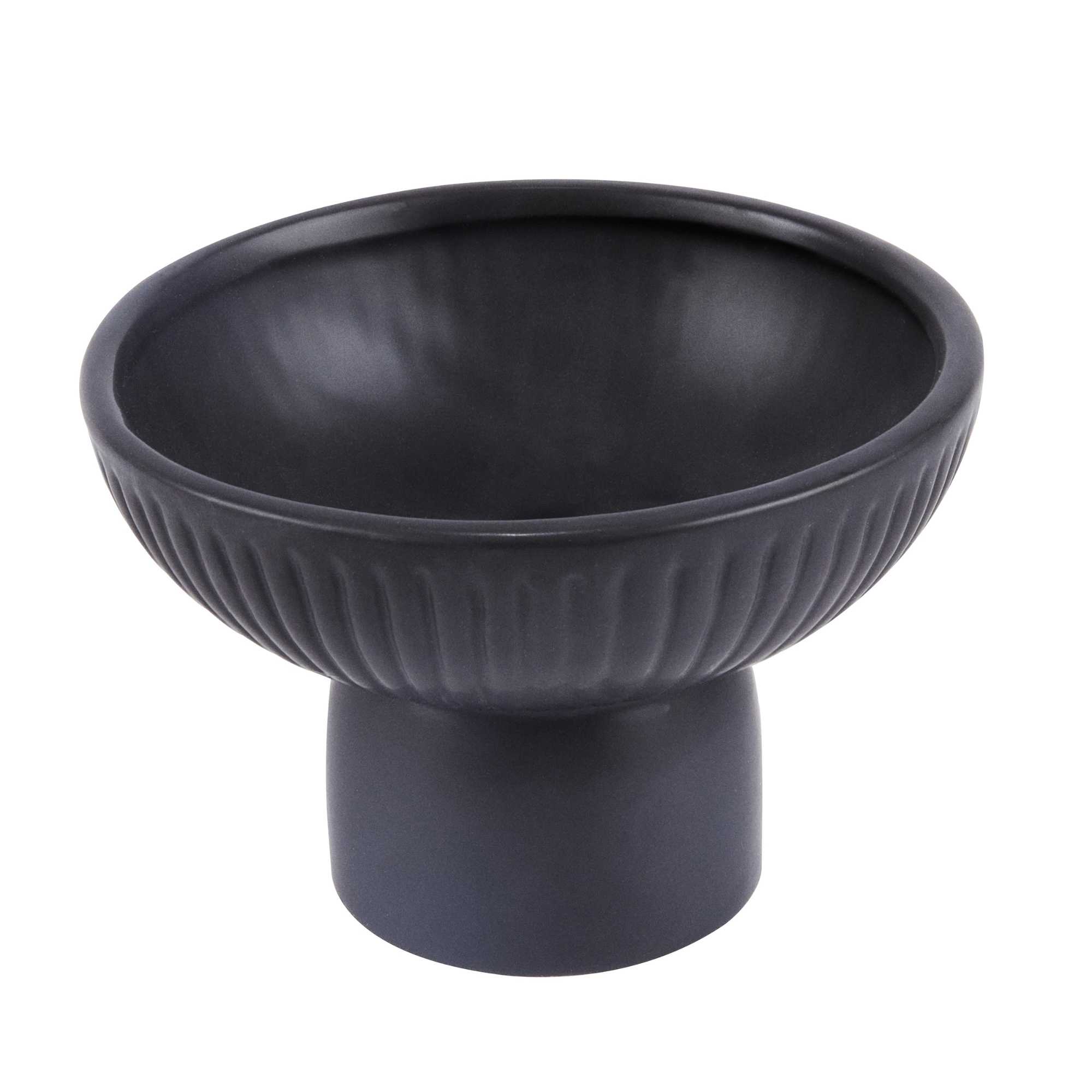 Table Art 2-Piece Ceramic Pedestal Vase Set - White, Black - 6" x 6" x 4" - 1 count box