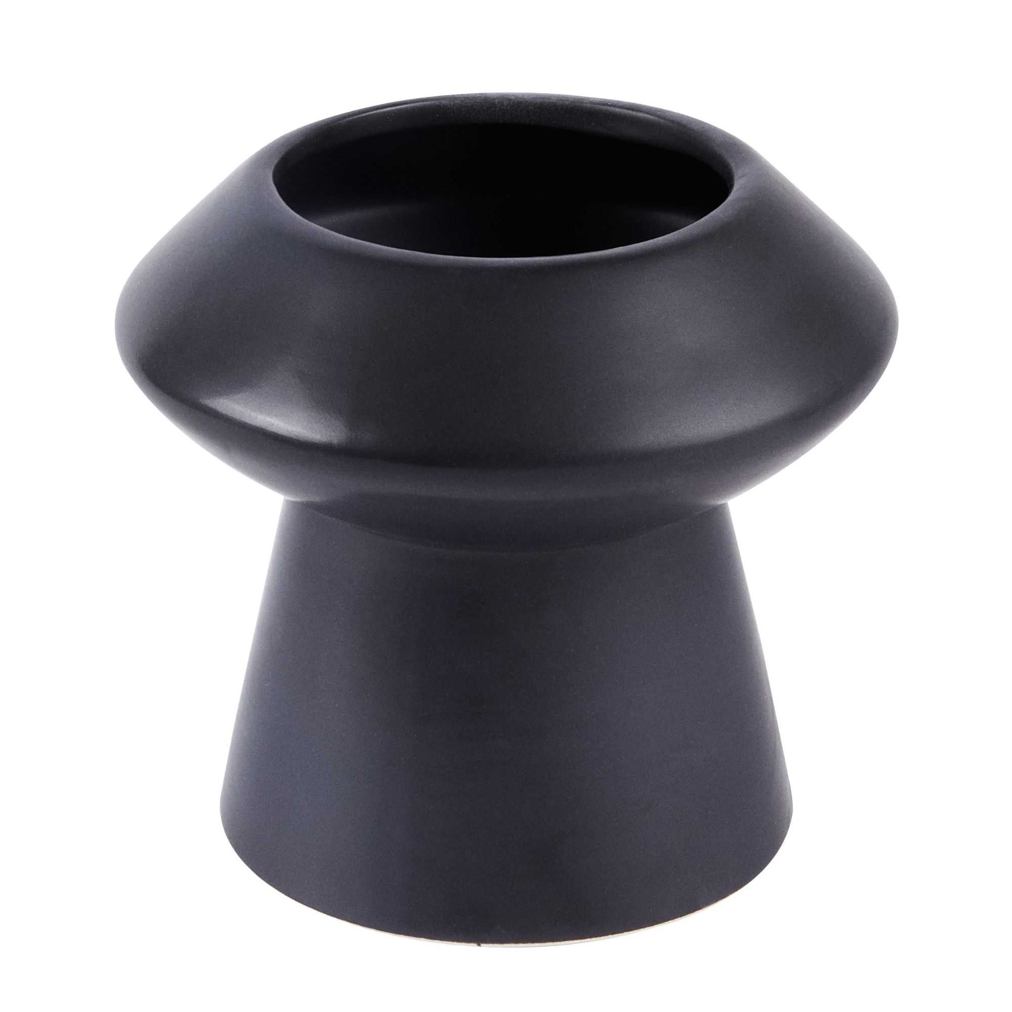 Table Art 2-Piece Ceramic Mushroom Vase Set - White, Black - 6 1/4" x 6 1/4" x 6" - 1 count box