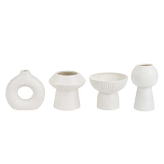 Table Art 4-Piece White Ceramic Vase Set - Donut, Mushroom, Pedestal, Tall Pedestal - 1 count box