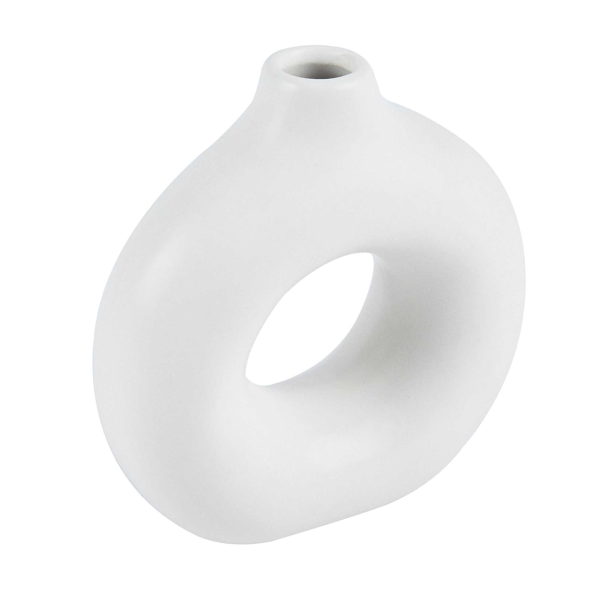 Table Art 4-Piece White Ceramic Vase Set - Donut, Mushroom, Pedestal, Tall Pedestal - 1 count box