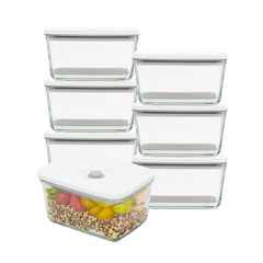 Fresh Hero 20 oz Rectangle Glass Vacuum Food Storage Containers - BPA-Free - 12 count box
