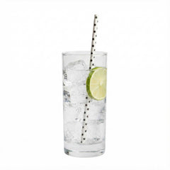 Bev Tek Black and White Paper Straw - Polka Dots, Biodegradable, 6mm - 7 3/4