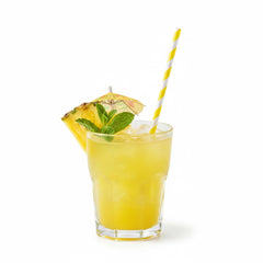 Bev Tek Yellow Paper Straw - Stripe, Biodegradable, 6mm - 7 3/4