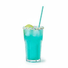 Bev Tek Turquoise Paper Straw - Zig Zags, Biodegradable, 6mm - 7 3/4