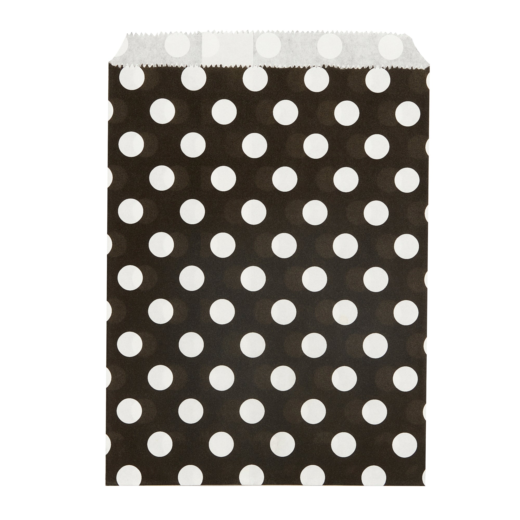 Bag Tek Rectangle Black Paper Bag - Polka Dots - 7" x 5" - 100 count box