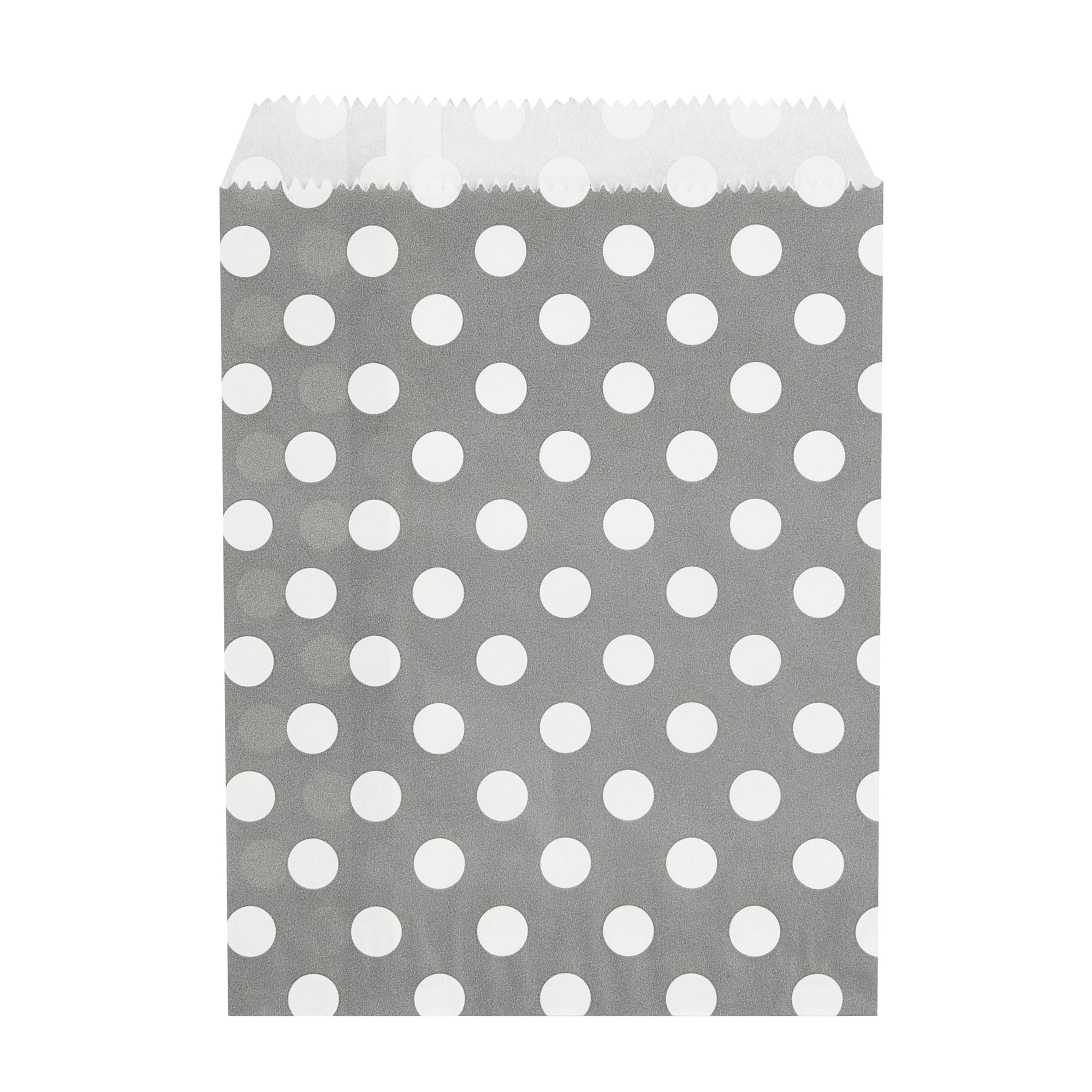 Bag Tek Rectangle Gray Paper Bag - Polka Dots - 7" x 5" - 100 count box