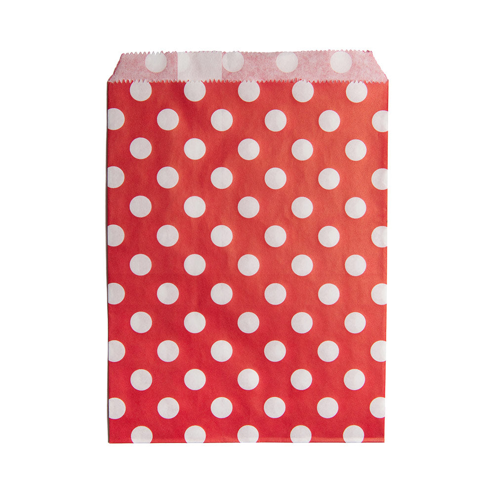 Bag Tek Rectangle Red Paper Bag - Polka Dots - 7" x 5" - 100 count box