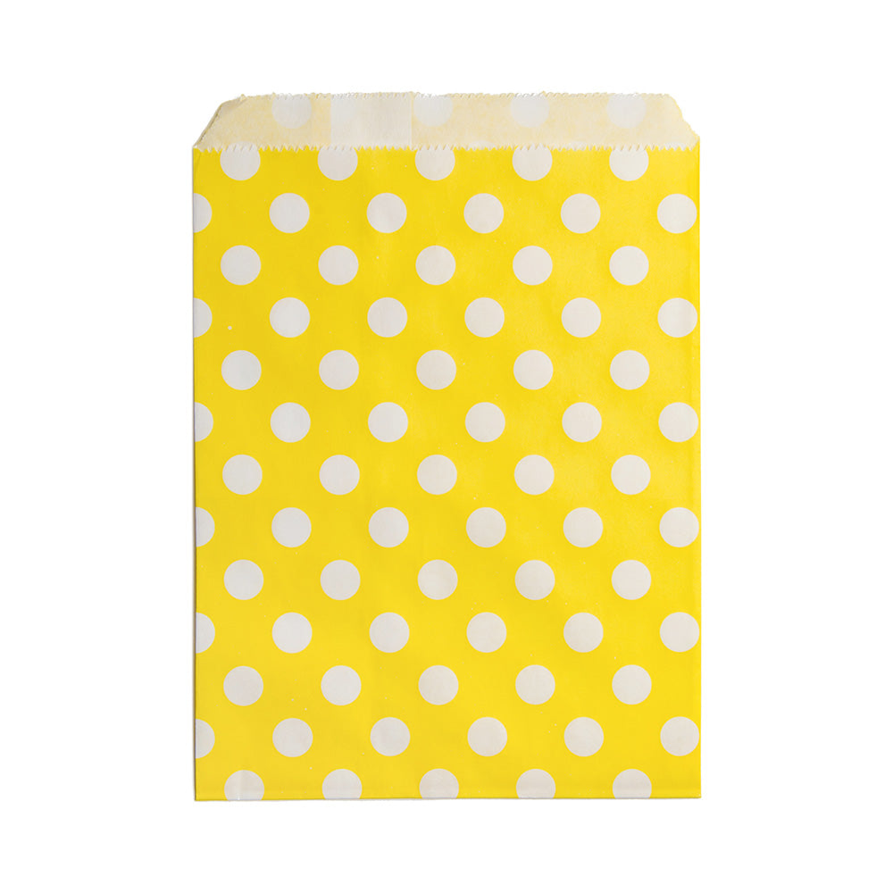 Bag Tek Rectangle Yellow Paper Bag - Polka Dots - 7" x 5" - 100 count box