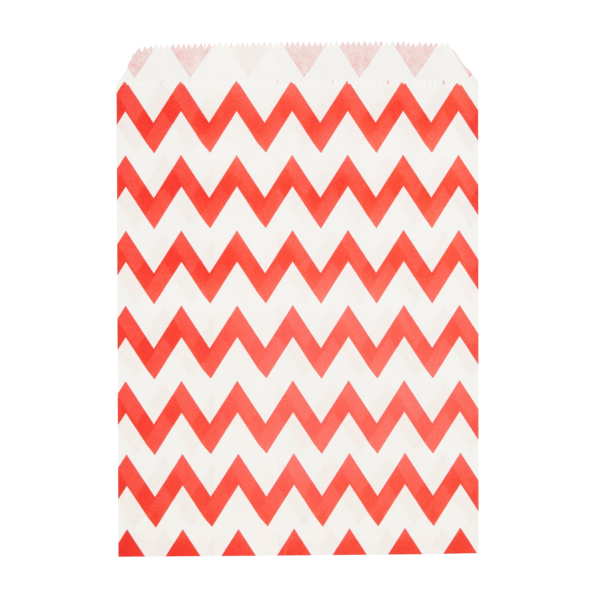 Bag Tek Rectangle Red Paper Bag - Zig Zags - 7" x 5" - 100 count box
