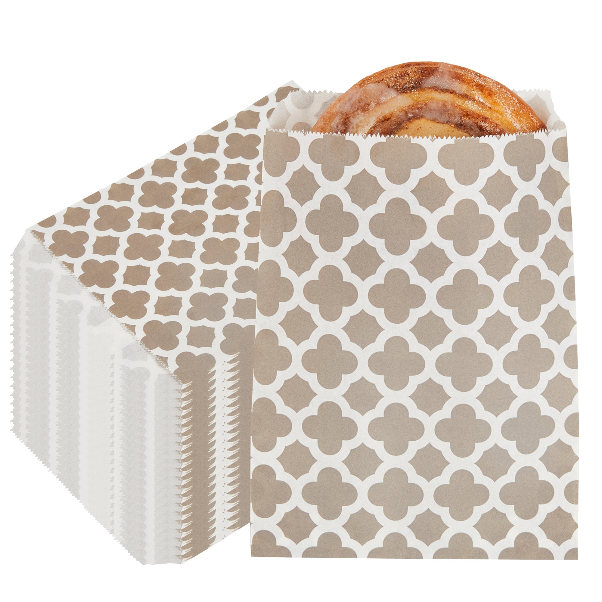 Bag Tek Rectangle Gray Paper Bag - Asian Monogram - 7" x 5" - 100 count box