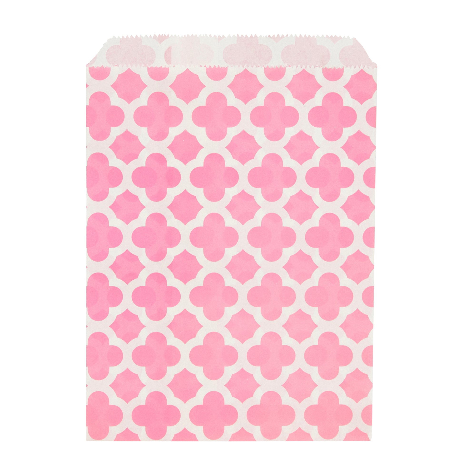 Bag Tek Rectangle Pink Paper Bag - Asian Monogram - 7" x 5" - 100 count box