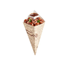 Cone Tek Newsprint Paper Food Cone - with Dipping Pocket - 9 1/2