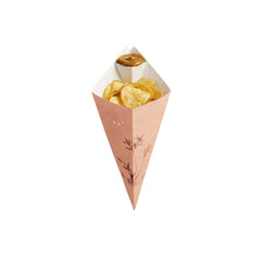 Cone Tek Bamboo Print Paper Food Cone - with Dipping Pocket - 9 1/2
