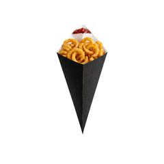Cone Tek Black Paper Food Cone - with Dipping Pocket - 11