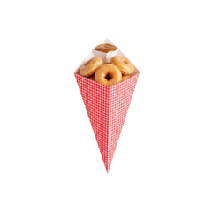 Cone Tek Picnic Print Paper Food Cone - with Dipping Pocket - 11
