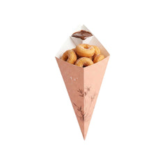 Cone Tek Bamboo Print Paper Food Cone - with Dipping Pocket - 11