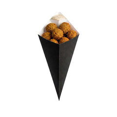 Cone Tek Black Paper Food Cone - with Dipping Pocket - 15