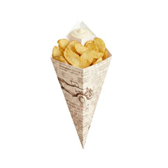 Cone Tek Newsprint Paper Food Cone - with Dipping Pocket - 15