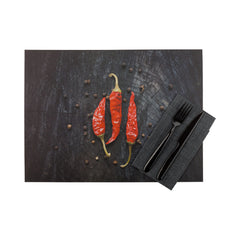 Chef 101 Rectangle Hot Chilly Paper Placemat - Semi-Disposable, 10 Uses - 11 3/4