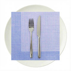 Luxenap Square White Paper Napkin - Super Lux, with Blue Threads - 15 3/4
