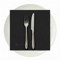 Luxenap Square Pure Black Paper Napkin - Air Laid - 15 3/4