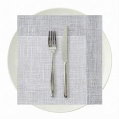 Luxenap Square White Paper Napkin - Air Laid, with Gray Threads - 15 3/4