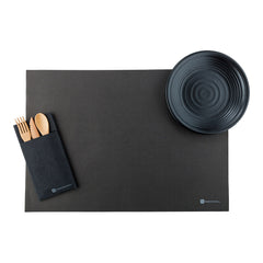 Chef 101 Rectangle Black Paper Placemat - Heavy Weight, Single-Use - 20