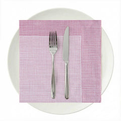 Luxenap Square White Paper Napkin - Super Lux, with Burgundy Threads - 15 3/4