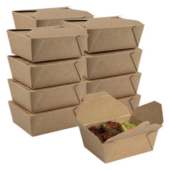 Bio Tek 45 oz Rectangle Kraft Paper #8 Bio Box Take Out Container - 6 3/4