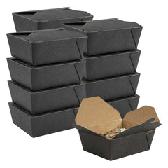 Bio Tek 45 oz Rectangle Black Paper #8 Bio Box Take Out Container - 6 3/4