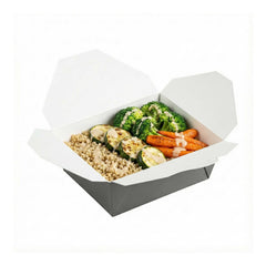 Bio Tek 45 oz Rectangle Gray Paper #8 Bio Box Take Out Container - 6 3/4