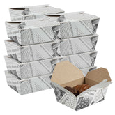 Bio Tek 45 oz Rectangle Newsprint Paper #8 Bio Box Take Out Container - 6 3/4" x 5 1/2" x 2 1/2" - 200 count box