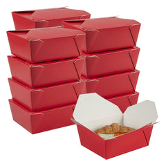 Bio Tek 45 oz Rectangle Red Paper #8 Bio Box Take Out Container - 6 3/4