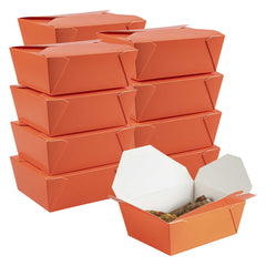 Bio Tek 45 oz Rectangle Tangerine Orange Paper #8 Bio Box Take Out Container - 6 3/4