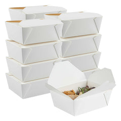 Bio Tek 45 oz Rectangle White Paper #8 Bio Box Take Out Container - 6 3/4