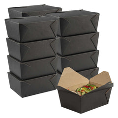 Bio Tek 98 oz Rectangle Black Paper #4 Bio Box Take Out Container - 8 1/2