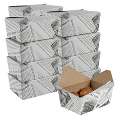 Bio Tek 98 oz Rectangle Newsprint Paper #4 Bio Box Take Out Container - 8 1/2