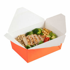 Bio Tek 98 oz Rectangle Tangerine Orange Paper #4 Bio Box Take Out Container - 8 1/2