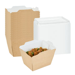 Cafe Vision 17 oz Rectangle Kraft Paper Small Click Lock Container - 4 1/4