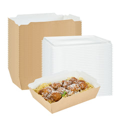 Cafe Vision 34 oz Rectangle Kraft Paper Medium Click Lock Container - 7 1/2