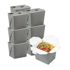 Bio Tek 8 oz Square Gray Paper Noodle Take Out Container - 2 3/4