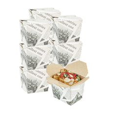 Bio Tek 8 oz Square Newsprint Paper Noodle Take Out Container - 2 3/4