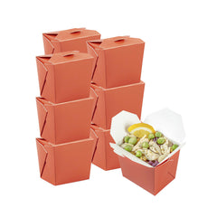 Bio Tek 8 oz Square Red Paper Noodle Take Out Container - 2 3/4